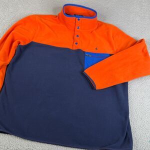 POLO RALPH LAUREN Sweater XL Blue Orange Colorblock Fleece Pullover Jacket Pony
